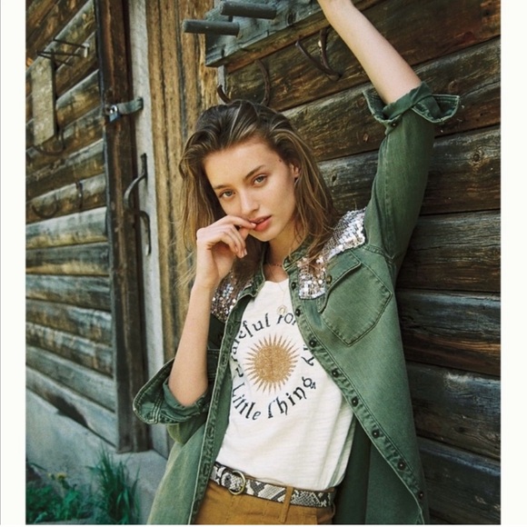 Anthropologie Tops - Anthropologie Sequined Oversized Shirt